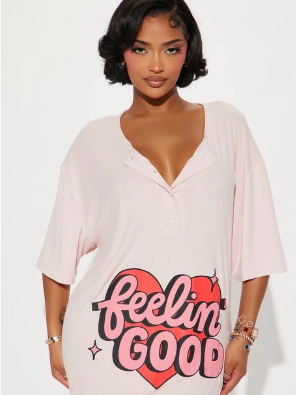 FEELIN GOOD WOMENS OS MAXI PJ SLEEP SHIRT NWOT